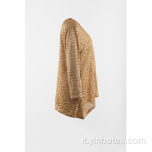 Pullover jacquard in maglia di leopardo con manica lunga